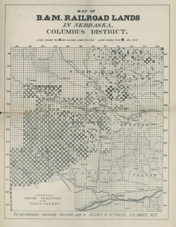 Map of B.&M.Railroad Lands in Nebraska, Columbus District.
