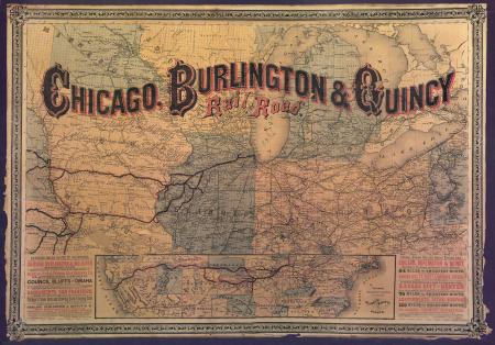 Map of Chicago, Burlington & Quincy Rail Road (circa 1880)