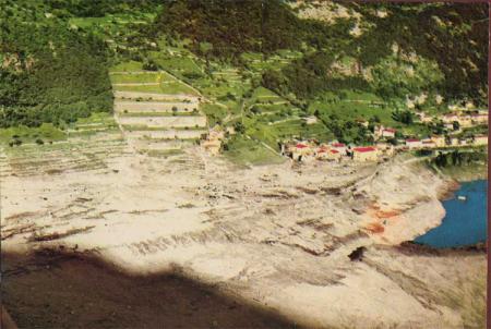 The town of Longarone after the dam was overtopped by a giant wave. The town of Longarone after the dam was overtopped by a giant wave.