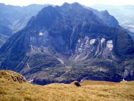 View of the detached landslide at Mount Toc. View of the detached landslide at Mount Toc.
