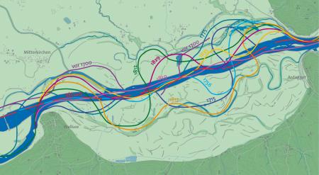 Ship movement through the Machland since the 17th century Map with locations of the downstream waterways since the late 17th century