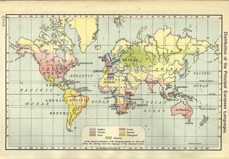 Shepherd's map of the worldwide distribution of European languages in 1911. Public Domain. Source: <a href="https://www.lib.utexas.edu/maps/historical/history_shepherd_1911.html" target="_blank">University of Texas Library</a> Shepherd's map of the worldwide distribution of European languages in 1911